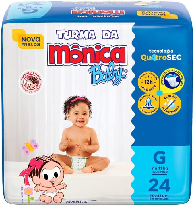 Fralda Turma da Monica Baby Jumbo G 24 Unidades,