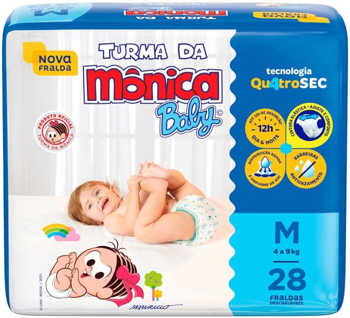 Fralda Turma da Monica Baby Jumbo 28 Unidades,