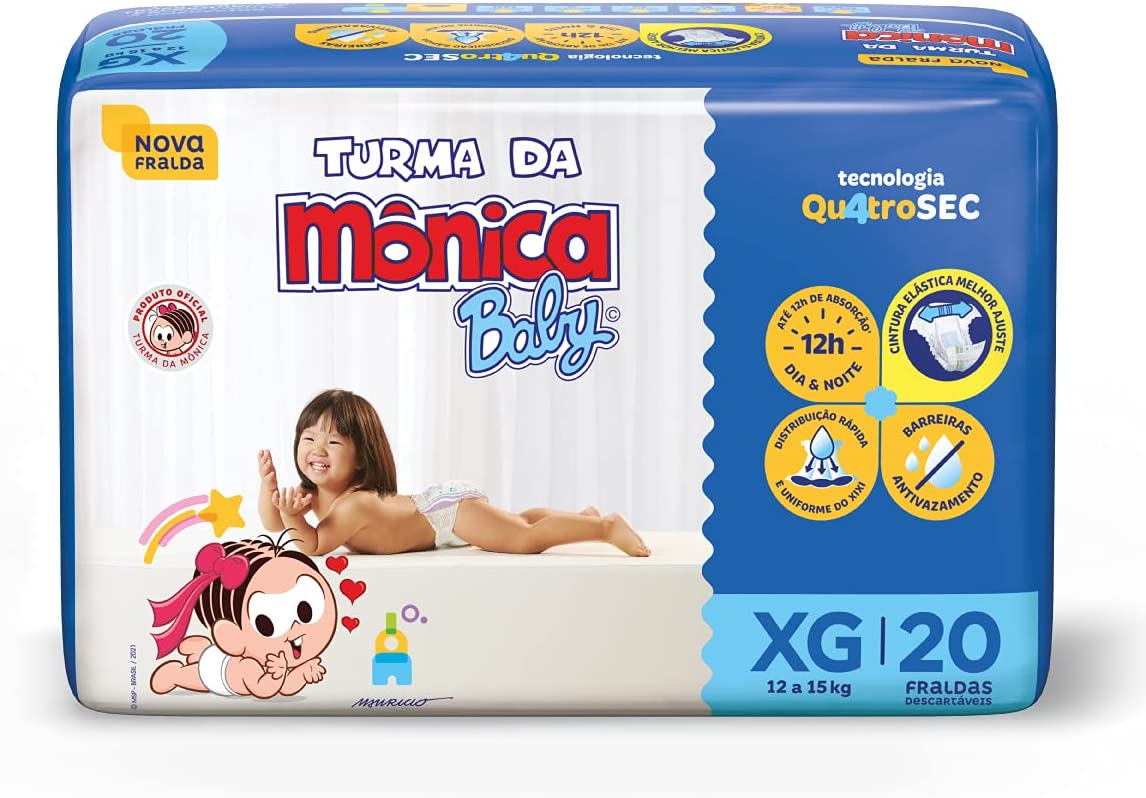 Fralda Turma da Monica Baby Jumbo XG 20 Unidades