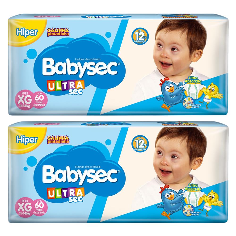 Kit Fralda Babysec UltraSec Galinha Pintadinha XG – 120 Unidades