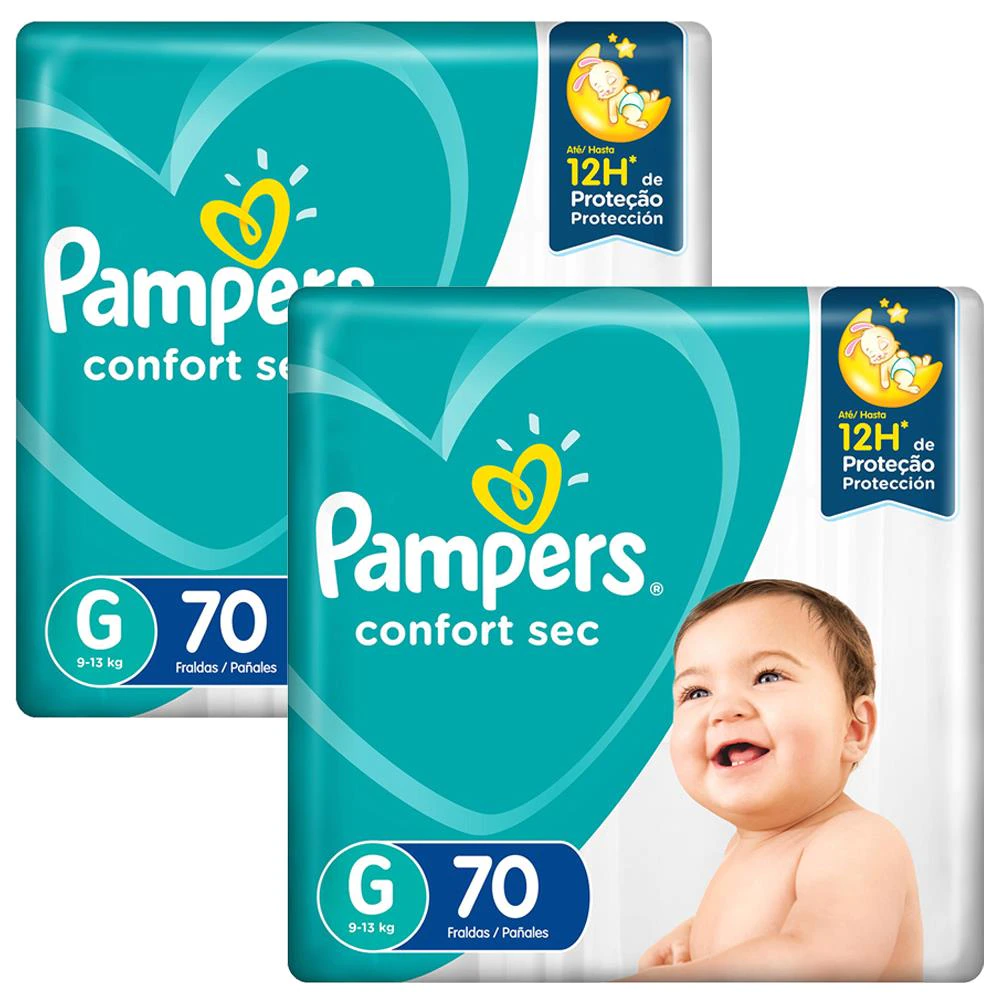 2 pct de fralda pampers confort sec tamanho M ao XXG