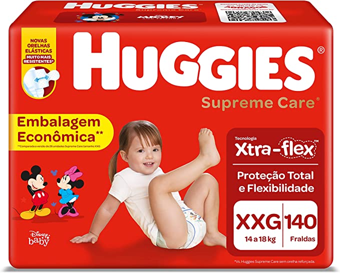 Fralda Huggies Supreme Care XXG – 140 unidades