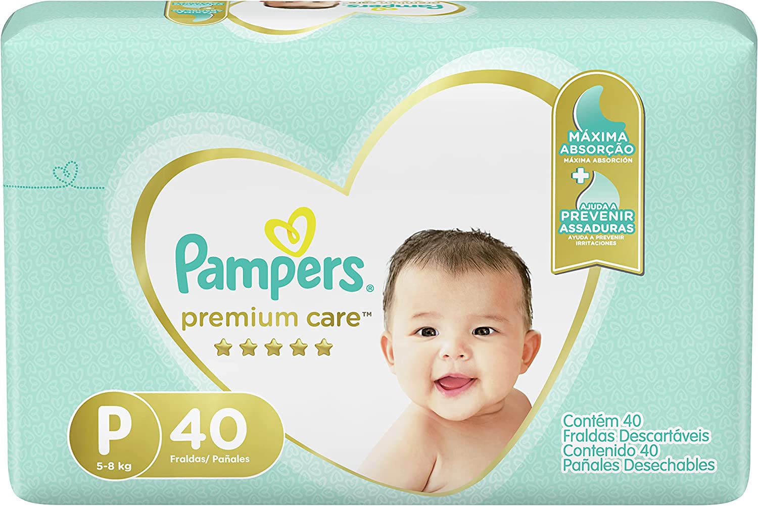 Fraldas Pampers Premium Care P 40 Unidades