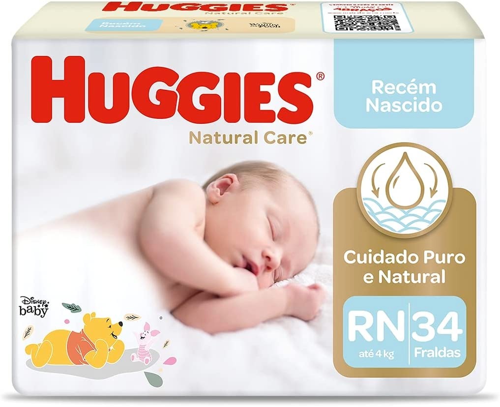 Fralda Huggies NATURAL CARE RN 34 unidades