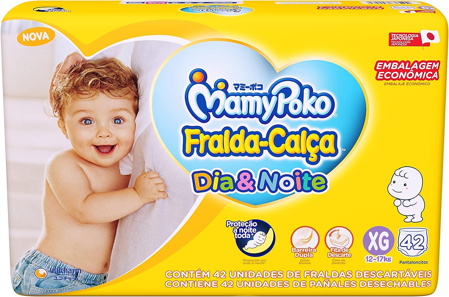 Fralda-Calça MamyPoko Dia&Noite Tamanho XG, 42 unidades